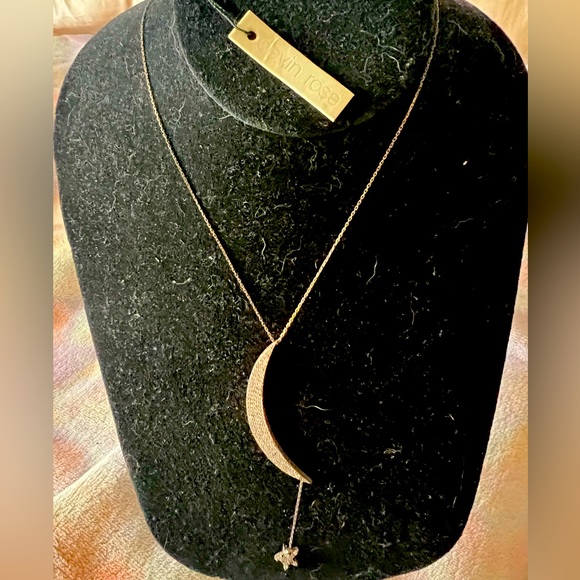 Devon Rose Moon with hanging star necklace rose gold color (sterling silver) NWT - Picture 1 of 9